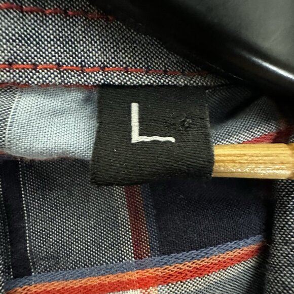 7 Diamonds Shirt Men Large Blue Plaid Long Sleeve Button Up Casual Pockets Adult - Picture 3 of 7